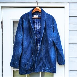 Pilcro Quilted Denim Kimono Jacket Women’s Size M Blue Speckled Open Front